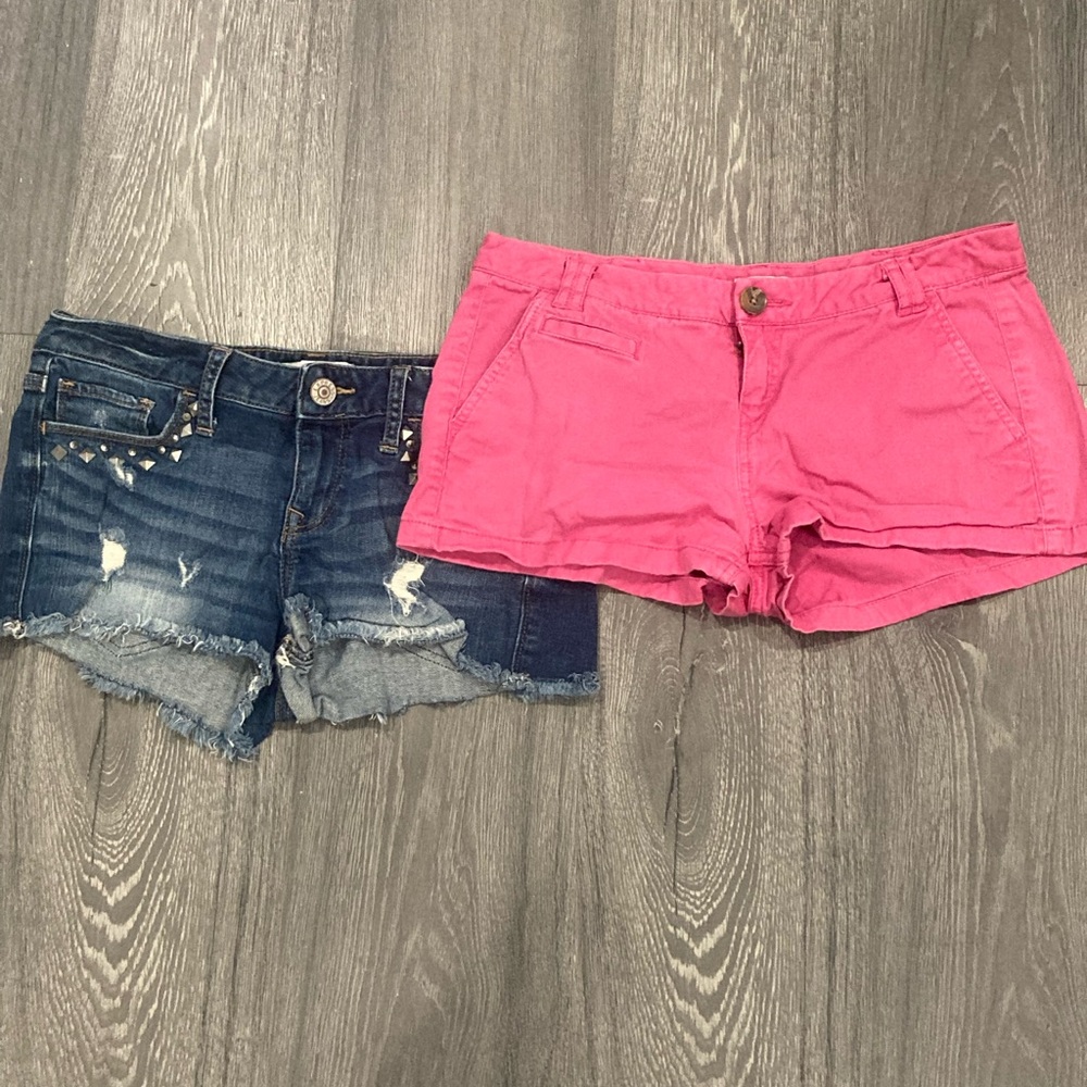 Express Blue and Pink Jean Shorts Set